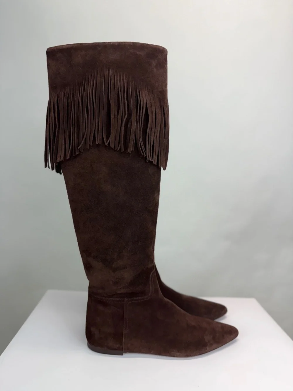 New Polo Ralph Lauren Fringe-Trim Suede Boot Knee High Sz 7